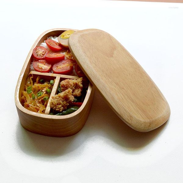 Geschirr-Sets Großhandel aus Holz, Lunchbox im japanischen Stil, Behälter für Kinder, japanische Bento-Boxen, handgefertigtes natürliches Sushi-Geschirr