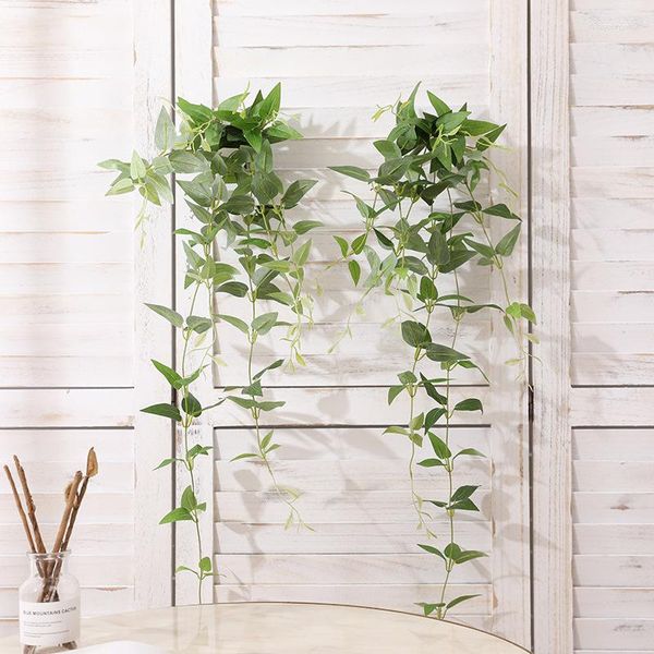 Dekoratif çiçekler 80cm yapay asılı yeşil yapraklar bitki sahte clematis rattan duvar ev bahçe dekor