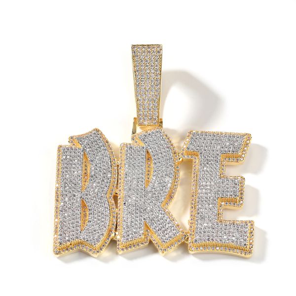 Collana da uomo con ciondolo con lettere A-Z in oro e argento colore Hip Hop, gioielli con zirconi completi