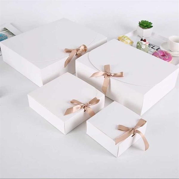 Caixa de presente de papel kraft branco feito à mão para doces de chocolate caixa de armazenamento de suprimentos para festas armazenamento de roupas para aniversário Y0606285r