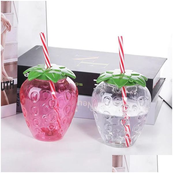 Canecas 500Ml Summer Cute Stberry St Cup Abacaxi Fruits Shaped Water Bottle Milk Coffee Sts For Home Drinkware 0519 Drop Delivery Garde Dhdh0