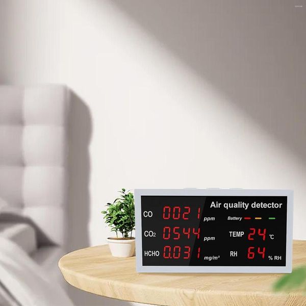 Monitor di qualità dell'aria 5 in 1 misuratore di dati del sensore portatile di umidità CO CO2 misuratore di display a LED per interni