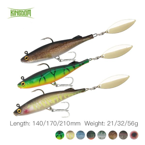 Baits Lures Kingdom Spinter Esca da pesca morbida 140/170/210mm Silicone che affonda Swimabait Spoon On Tail Stampa 3D Esca per trota Pesca al luccio 230727