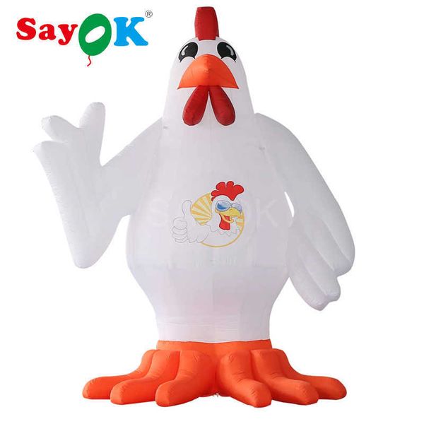 Sayok 4 Meter/13,12 Fuß aufblasbarer Hahn mit Gebläse, aufblasbares Hühnermodell, das für die Dekoration von Werbekampagnen verwendet wird