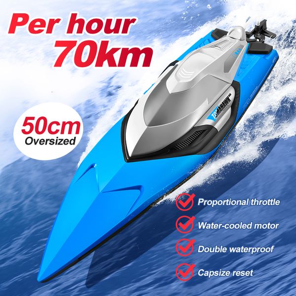 ElectricRC Boats 50 CM big RC Boat 70KMH Telecomando professionale Motoscafo da corsa ad alta velocità Resistenza 20 minuti Regali per bambini Giocattoli per ragazzi 230726