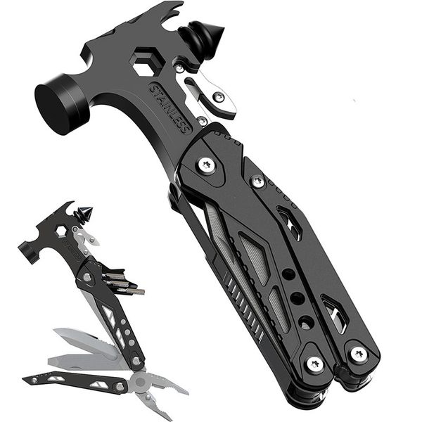 Gadget da esterno Aggiornato 16 in 1 Hammer Multitool con borsa Multi Tools Camping Survival Gear Kit Regalo personalizzato per uomo Papà Marito 230726