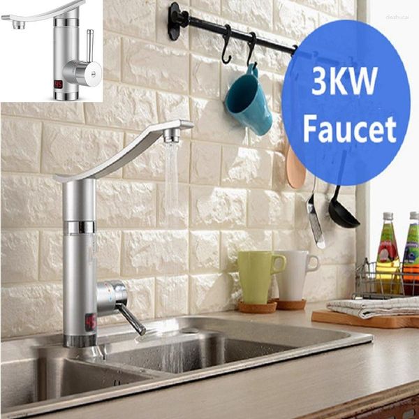 Rubinetti della cucina Rubinetto 3KW Riscaldamento rapido Riscaldatore di acqua a cascata Rotazione di 360 gradi Display LCD digitale per bagno