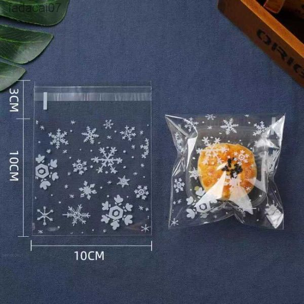 100 pezzi sacchetto di imballaggio per biscotti autoadesivo plastica trasparente cellophane fiocco di neve plastica trasparente borsa decorazione regalo fai da te L230620