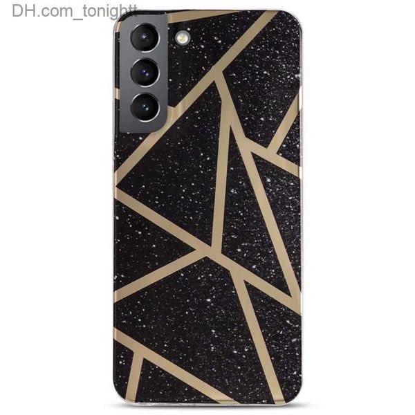 Handy-Fälle Marmor weiche IMD TPU-Hüllen für Samsung Geometrische Rock Stock Granit Quarz Luxus-Handy-Abdeckung zurück Haut Z230731