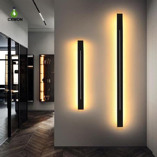 Candeeiros de parede ao ar livre moderno longo LED luz 85-265V ferro preto ouro concha 100cm 120cm sala de estar interior arandela de cabeceira luz ip20221Q