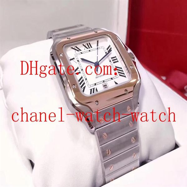 Nuovo acciaio e oro rosa 18 carati quadrante argento orologio da uomo movimento automatico macchinari W200728G orologi da polso da uomo scatola originale2298