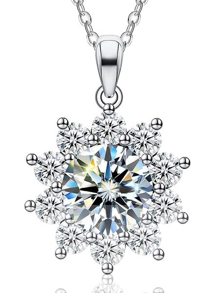 2CT Moissanite Подвесное колье 18K белое золото, серебро D, цвето, идеальное ожерелье с бриллиантом для женщин с сертификатом подлинности