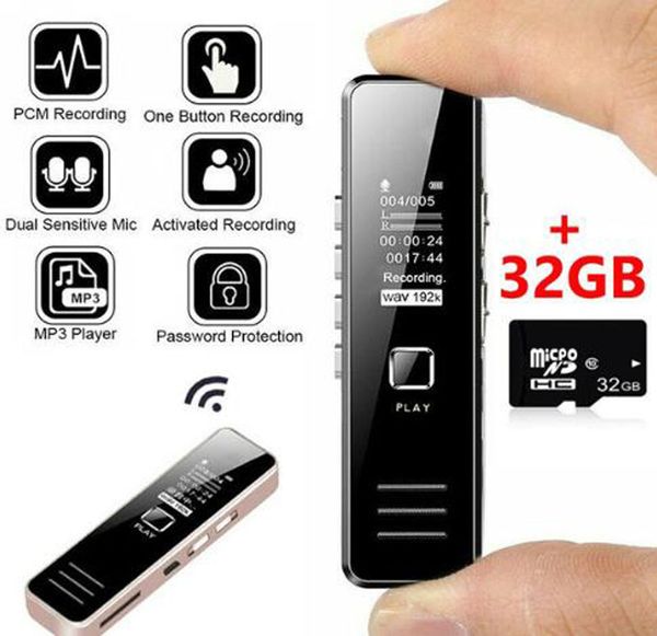 Professioneller 32 GB digitaler Diktiergerät, multifunktionaler Mini-Audioaufnahmestift, Flash-Laufwerk, Disk-Stift, MP3-Player, USB-Diktiergerät für Besprechungsklassen