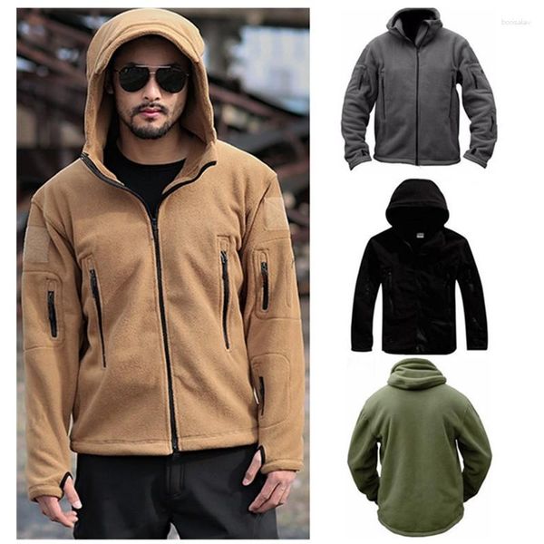 Herren Hoodies Outdoor Warme Fleecejacke Herbst Winter Zip Up Sweat Shirts Kapuzenmantel Stehkragen Winddicht Wandern Ski Camping Kleidung