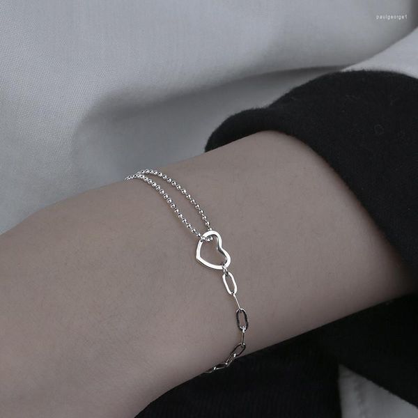 Очарование браслетов Rinhoo Fashion Hollow Heart Heart Double Layers Chain Браслет для женщин Геометрический квадратный металлический браслет подарки