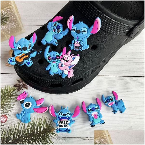 Charms All'ingrosso Ricordi d'infanzia Elfo blu Regalo divertente Accessori per scarpe da cartone animato Decorazione in pvc Fibbia Zoccolo in gomma morbida Fast Drop Deli Dh9Ys