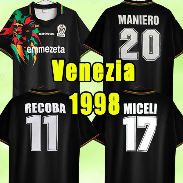 Seleção Nacional 1998 Retro Venezia Soccer Jersey Vintage Clássico para Fãs Esportivos Cor da Equipe Preto Respirável Nome Personalizado Número Camisa de Futebol Kits Uniforme Tamanho S-XXL