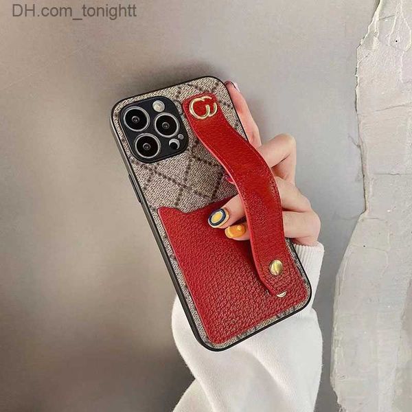 Handytaschen Handytaschen Rot Braun Armband Phonecase Luxus Designer Kartentasche Hülle Lederhülle für iPhone 14 Pro Max 13P 12 11 XR 8 mit Box Z230727