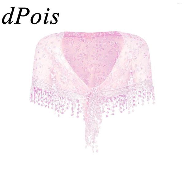 Schals Elegante Damen Blumen Cape Fransen Häkelspitze Dreieck Schal Braut Wraps Cover Up Bolero für Partykleider Zubehör