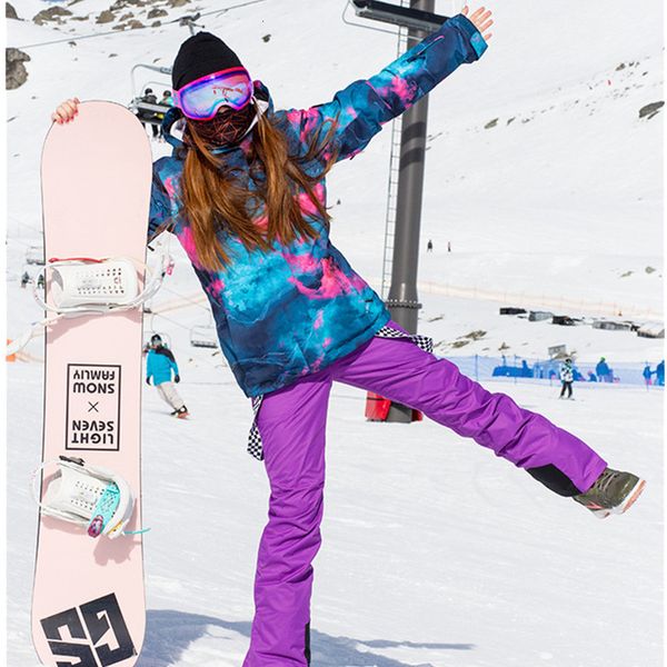 Другие спортивные товары Синизируют лыжный костюм Женский сноуборд и горные лыжные брюки Водонепроницаемое дышащее на открытом воздухе теплое пальто снег 230726
