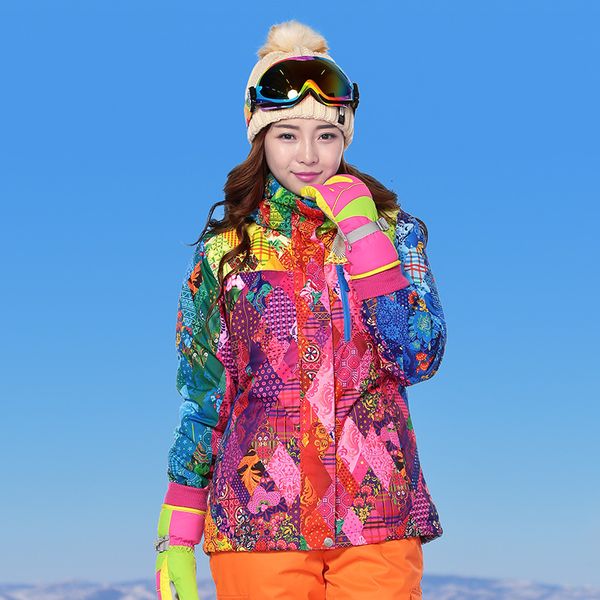 Другие спортивные товары Зимние женщины лыжная куртка самка сгущается водонепроницаемое ветропроницаемое дышащее дышащее пальто.
