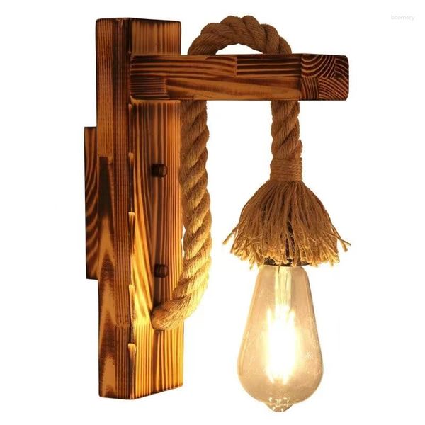 Wandleuchte Vintage Holz Seil Licht für Restaurant Küche Café Retro Bauernhaus Indoor Home Decor Beleuchtung Fixtue