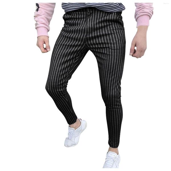 Pantaloni da uomo Pantaloni per uomo Casual Primavera Estate Vintage Qualità formale Stampato a righe Slim Matita Uomo Abbigliamento da uomo