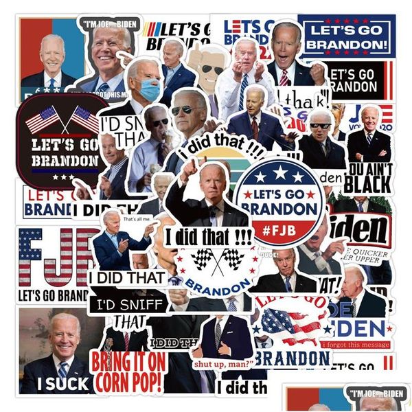 Автомобильные наклейки 50 шт. FJB American Flag Lets Go Brandon Biden Funny Sticker -Я сделал это граффити детской игрушки для игрушек для мотоциклета мотоцикл DH5GJ