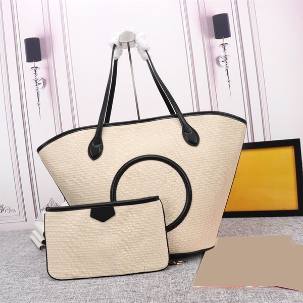 Luxuriöse Umhängetasche, Designer-Strandtasche, lässige Clutch-Tasche, Strohgewebte dekorative Tasche, Leder-Einkaufstasche, Reise-Damentasche, hochwertige Einkaufstasche mit großem Fassungsvermögen