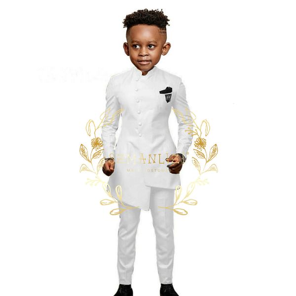 Tute Bianco Design africano Ragazzi Set per matrimonio Smoking formale Costume per bambini Performance al pianoforte Bambini Tailor Made Top Qulity 230726