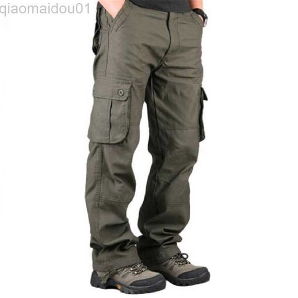 Pantaloni da uomo Pantaloni cargo da uomo Casual Tasche multiple Pantaloni da lavoro tattici militari Uomini Capispalla Pantaloni dritti Pantaloni lunghi per uomo Abbigliamento L230727