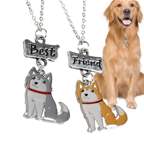 Coleiras para cães Colar com pingente 2 peças Etiqueta de desenho animado para animais de estimação para amantes Presentes comemorativos Único Irmã Filho Amigos