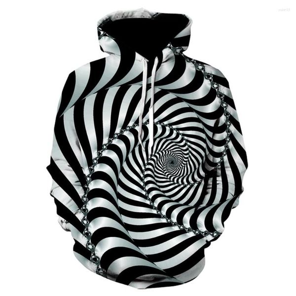 Felpe con cappuccio da uomo 2023 3d Men Geometric Vertigo Print Felpe con cappuccio Fashion Cool Hypnotic Pullover Tute invernali