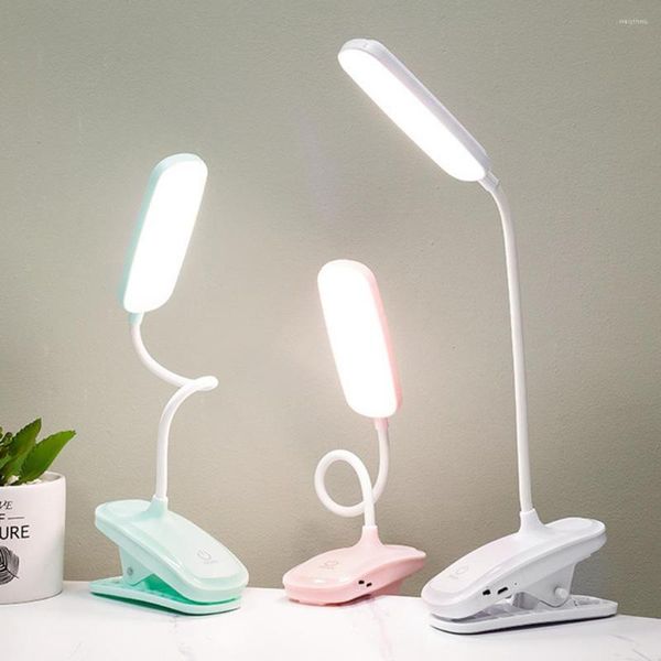 Candeeiros de mesa Lâmpada de leitura LED regulável Proteção para os olhos Mangueira com design de clipe alto Tipo noturno Luz de escurecimento contínua Suprimentos domésticos