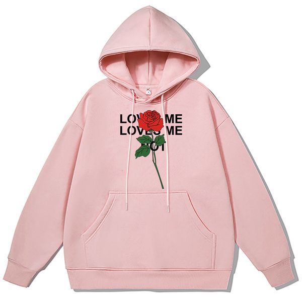 Mens Hoodies Sweatshirts Beni Seviyor Red Roses Street Moda Hoodie Erkekler Bahar Pamuk Kişilik Gündelik Hoody Gevşek Büyük Boyut Çift Sweatshirt 230727