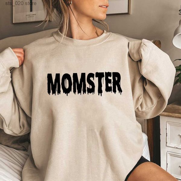 Felpa Momster da donna Divertente Felpe girocollo di Halloween Felpe con maniche lunghe da donna Felpe con cappuccio grafiche Pullover casual Maglione T230727