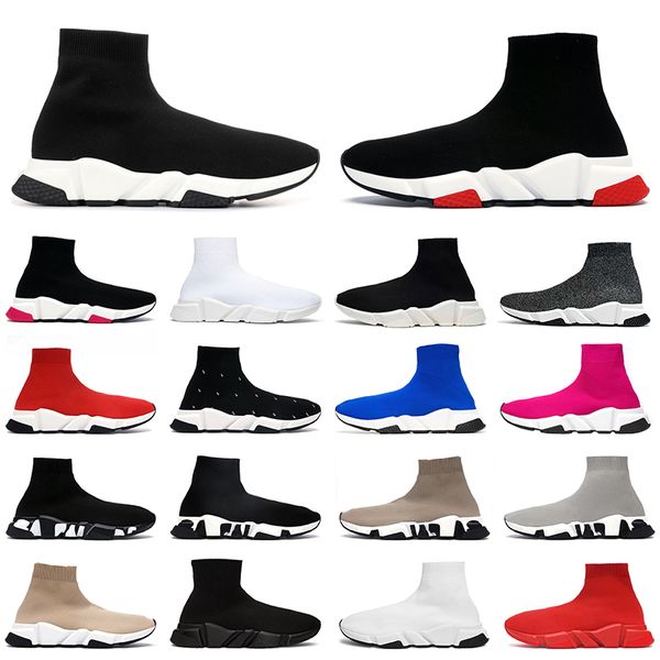 2023 Lüks Hız Eğitmeni Paris Tasarımcı Sock Shoes Sıraslı Çorap Eğitimleri Kadınlar Erkek Black Beyaz Yarış Koşucuları Sports Açık Moorcers Platform Spordanlar