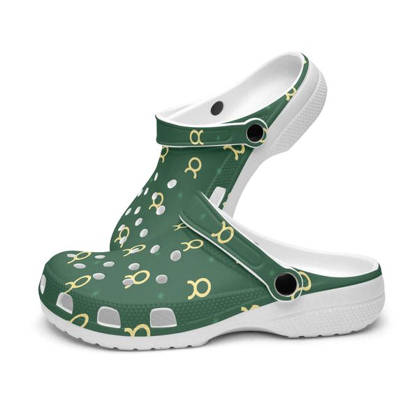 Sapatos personalizados diy chinelos masculinos femininos logotipo amarelo com um fundo verde completo tênis tênis 36-48