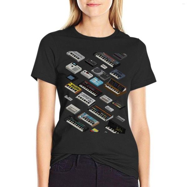 Kadın Polos Synthesizer Fan Koleksiyonu T-Shirt Yaz Üstü Lady Giyim Pamuk