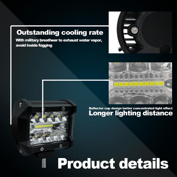 Mini 16LED 27W 48W LED Barra de luz de trabalho Refletor quadrado 12V 24V Barra de luz LED offroad para caminhão Offroad 4X4 4WD carro SUV ATV312C