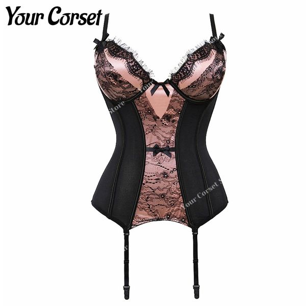 Abiti Lingerie sexy Corsetto Top Corsetto di pizzo vittoriano Bustier Reggicalze Set di lingerie erotica privata Corsetto bowknot con cinghie