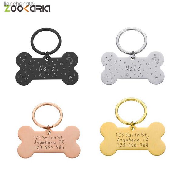 Etiquetas de cachorro gravadas Osso em aço inoxidável Navio Placa personalizada gratuita Pet Tag Cat Dogs Coleira Acessórios com endereço L230620