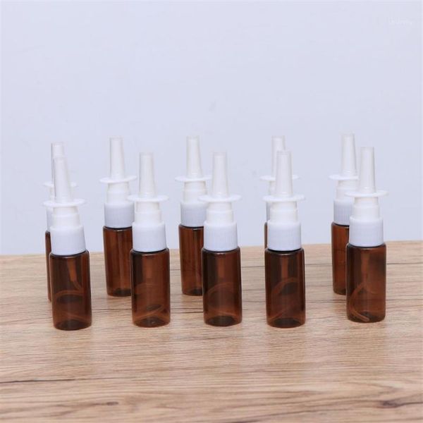 10pcs 15ml Taşınabilir Nazal Püskürtücü Şişe Rinit Doldurulabilir İnce Sis Boş Sprey Şişeler Kahverengi Pet 18r Doğrudan Enjeksiyon Stor236s