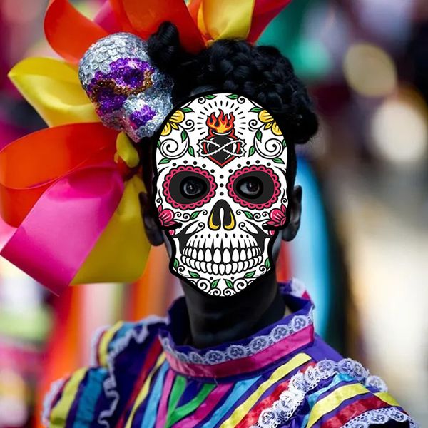 Dia dos Mortos Mexicano Festa de Halloween Mascarada Caveira de Papel Máscara Fantasma Máscara por Atacado Personalizada