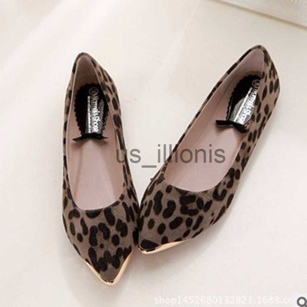 Отсти туфли Lady Leopard Printed Fashion Hot Sale Coepty Toe Metal Balleerina Plus 48 Low Top Women Single Those Leisure Slip-ons Blacka J230727