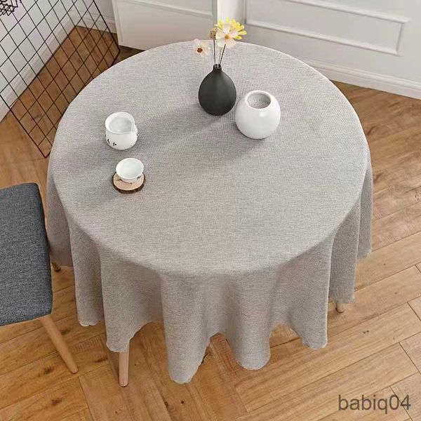 Toalha de Mesa Toalha de Mesa Redonda de Algodão Simples Diâmetro da Cobertura para Jantar em Casa Chá R230726