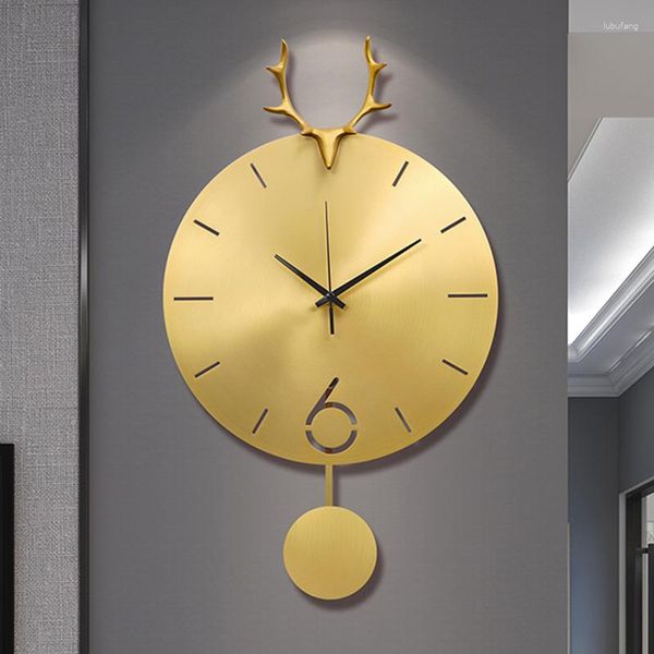 Настенные часы творческие большие модели часов гостиная круглый золотой северный металл металл Дювар Саати Домашние аксессуары ab50wc