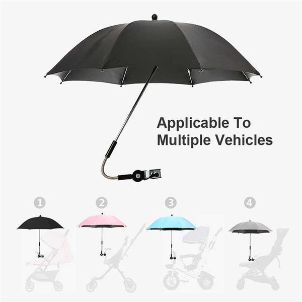 Guarda-sol Universal para Carrinhos e Buggies Carrinho Guarda-chuva para Sol e com Capa de Chuva Proteção Solar Carrinho Guarda-chuva H1015243g