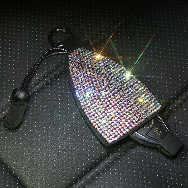 Chaveiro de carro de couro de diamante universal bling porta-chaves porta-chaves bolsa de bolso estojo capa para benz bmw audi vw etc318z