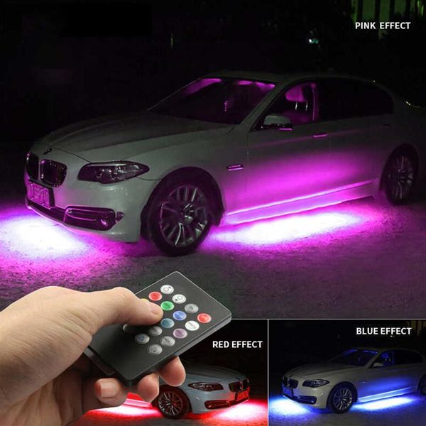 4x Chassis de Carro Decorativo À Prova D' Água Luzes de Tira Ambiente de Carro Underglow Atmosfera Barra de Lâmpada RGB Acessórios de Luz Lateral de Caminhão 285t